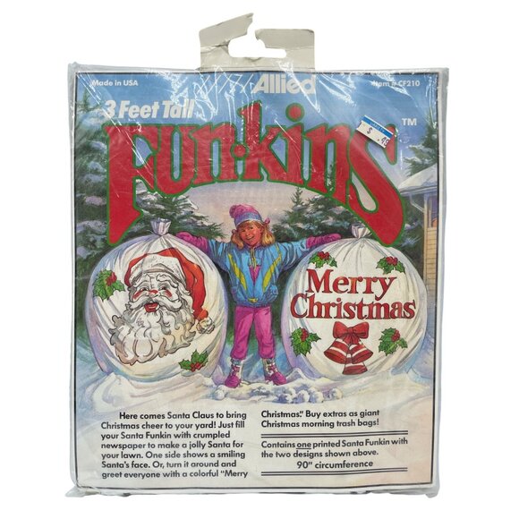 Vintage Funkins Merry Christmas Outdoor Decorations Allied 3 Ft Tall USA NOS - Picture 3 of 15